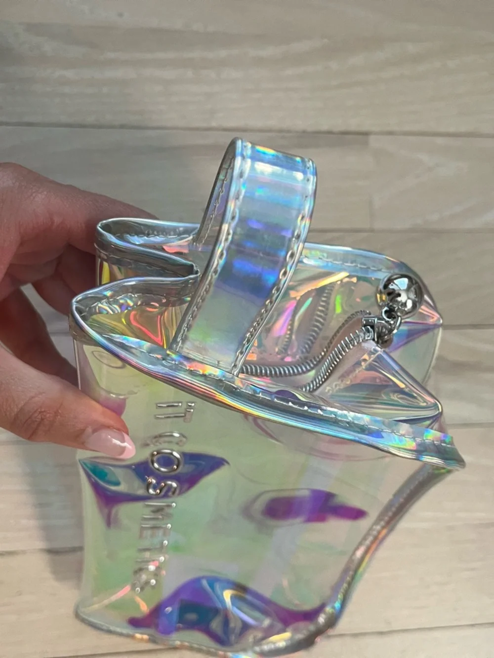it cosmetics Holographic Cosmetic Pouch in Peach and Blue